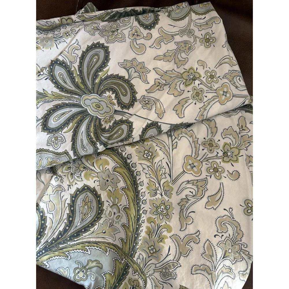 Pottery Barn KING duvet  Paisley 2 EURO ‎ Size Pillow Shams  Case Blue/Green